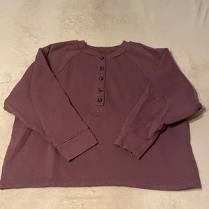 Madewell Cropped Henley Sweatshirt, L